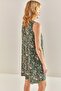 Women's Khaki Multi Patterned Backless Viscose Dress 30051045 - 2