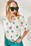 Women's Daisy Green Sleeve Folded Linen Shirt GML-19000825 - 4