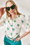 Women's Daisy Green Sleeve Folded Linen Shirt GML-19000825 - 5