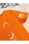 Kids Orange Cat Meow Printed Oversize Unisex Children's T-shirt - 3