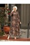 Women's Hijab Shawl Patterned Lined Chiffon Dress - 3