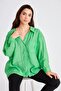 Women's Oversize Off-Shoulder Loose Fit Green Shirt - 3