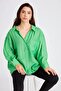 Women's Oversize Off-Shoulder Loose Fit Green Shirt - 4