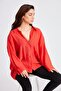 Women's Oversize Loose Fit Red Shirt - 4