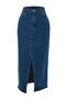 Dark Blue More Sustainable Slit Maxi Denim Skirt Twoss23Et00289 - 6