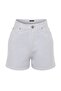 Beyaz Yüksek Bel Mini Denim Şort TWOSS23SR00155 - 10