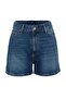 Koyu Mavi Yüksek Bel City Boy Denim Şort TWOSS23SR00199 - 6