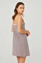 Pink Smoked Striped Thin Strap Cotton Women's Nightgown - 2