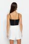 Siyah Fitted/Vücuda Oturan Crop Ayarlanabilir Askılı Krep Örme Büstiyer TWOSS23BS00036 - 6