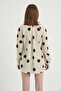 Women's Cream Polka Dot Shirt with Hidden Placket - 3