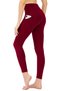 Women's Burgundy High Waist Double Pocket Compact Sports Leggings