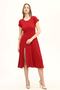 Claret Red Waist Skirt Slit Casual Dress - 2