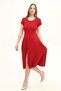 Claret Red Waist Skirt Slit Casual Dress - 3