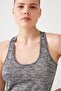Black Ecru Tank Top Crew Neck Athlete Racerback - 2