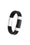 Men's Knitted Leather and Steel Bracelet - 2