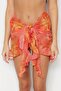 Turuncu Batik Dokuma Fırfırlı Plaj Mini Pareo TBESS23PR00008 - 4