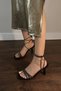Women's Shine Stone Trim, Shiny Ankle Strap, Black Heeled, Stylish Evening Dress Shoes - 2