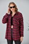 Women's Large Houndstooth Lumberjack Oversize Tunic Oversized Hem Tasseled Jacket Shirt - 4