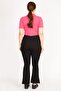 Women's Black Plus Size Leg Zipper Detailed Gathering Leggings Pants 65n36040 - 2