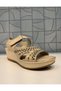 Castle Black 22322 Women's Beige Cream Wedge Heel Genuine Leather Comfortable Daily Sandals - 6