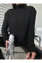 Women's Black Color Stand Collar Openwork Knitwear Sweater - 5