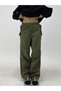 Unisex Khaki Green Leg Waist Adjustable Elasticated Cotton Fabric Jogger Women Men Parachute Pants - 3