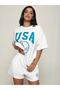 Usa Basketball Printed Summer Bottom Top Oversize T-Shirt Shorts Set