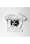 My Heart Burns For You Patterned White Color Printed Crop Blouse Women's T-Shirt - 2