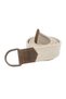 Unisex 3-Piece Leather Detailed Beige-cream Navy Blue Green Woven Tactical Sport Canvas Cloth Belt with Double D Buckle - 2
