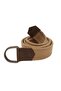 Unisex 3-Piece Leather Detailed Tan Black Beige Woven Tactical Sport Canvas Cloth Belt with Double D Buckle - 2
