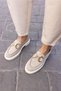Granda Women's Beige Real Leather Suede Loafer Shoes - 7