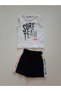 Boy's White Color Athlete T-shirt Black Color Shorts Bottom Top 2-Piece Set - 4