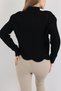Women's Black Color Stand Collar Openwork Knitwear Sweater - 3