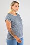 Large Size Women's Comfortable Trend Daily Pineapple Print Lace Back Detailed T-shirt-Light Blue - 5