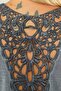 Large Size Women's Comfortable Trend Daily Pineapple Print Lace Back Detailed T-shirt-Light Blue - 7