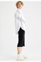 Women's Black Slim Fit Slit Knitwear Skirt - 4