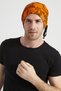 Men's Orange, Black Figured Rope Detailed 4 Season Hat Beanie Buff - Ultra Soft Natural Combed Cotton Fabric - 4