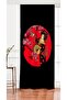Single Wing Flower Patterned Fan Japanese Girl Motif Modern Digital Printed Background Curtain