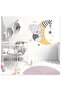 Cute Raccoon Moon And Stars Kids Room Wall Sticker