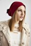 Women's Red Fur Pompom Detailed Hat Beanie - 3