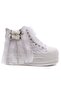 Bridal Shoes 6cm White Floral Inside Zipper - 3