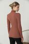 Women's Dusty Rose Sleeve and Collar Lace Ruffle Detail Half Fisherman Knitwear Sweater - 6