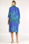 Italian Blue Shirt Collar 3/4 Sleeve Patterned Button Pocket Woven Dress - 2