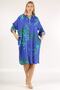 Italian Blue Shirt Collar 3/4 Sleeve Patterned Button Pocket Woven Dress - 3