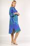 Italian Blue Shirt Collar 3/4 Sleeve Patterned Button Pocket Woven Dress - 7