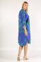 Italian Blue Shirt Collar 3/4 Sleeve Patterned Button Pocket Woven Dress - 8
