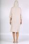 Italian Beige 3/4 Sleeve Pocket Hooded Linen. Woven Dress - 8