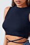 Kadın Lacivert Çapraz Bağlamalı Crop Top Bluz - 2