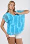 Italian Light Turquoise V-Neck Sleeveless Batik Chiffon Knitted Blouse - 4