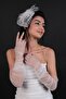 White Polka Dot Bridal Voilet and Long White Bridal Gloves Set - 4